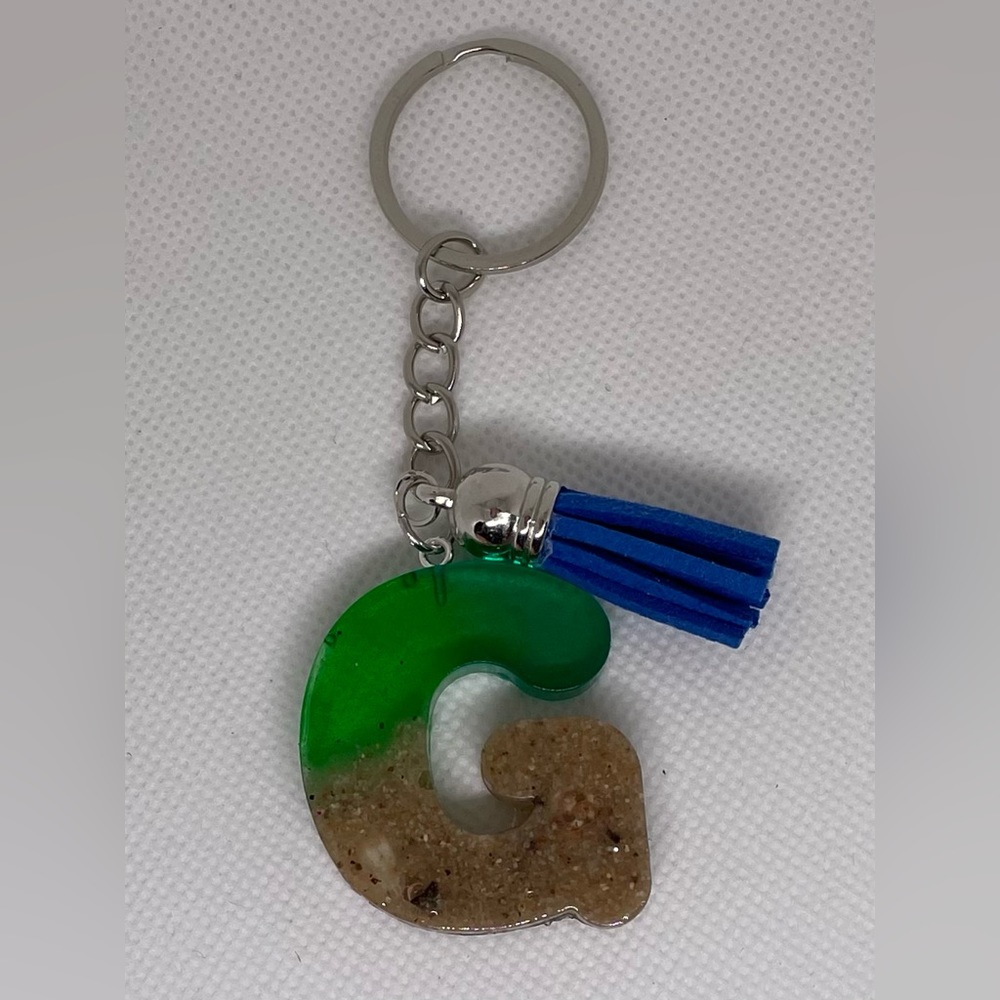 Epoxy Resin Beach Letter Keychain